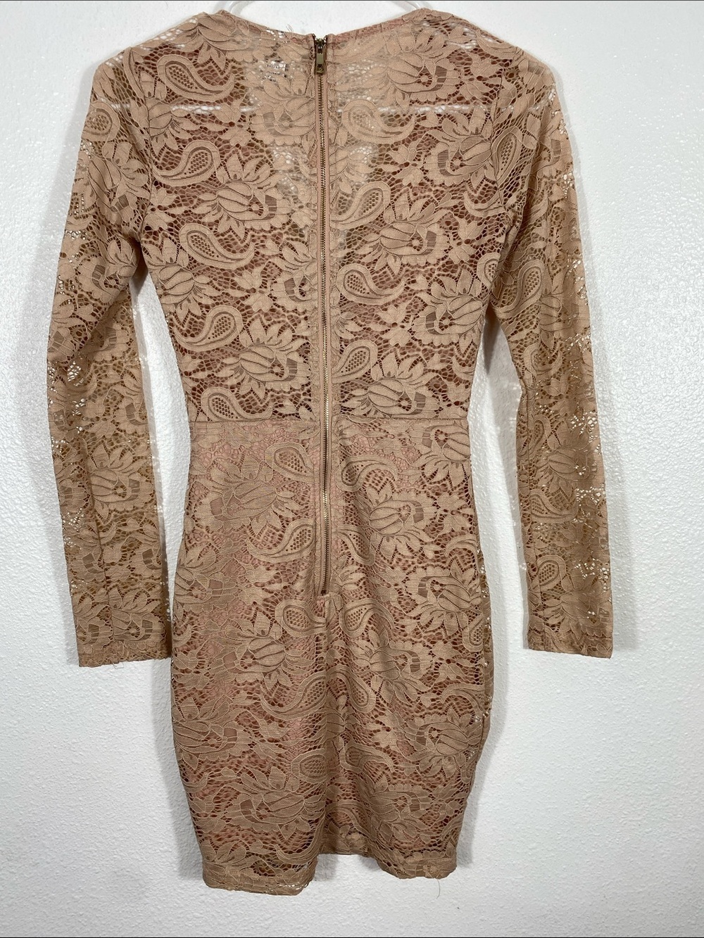 Windsor Long Sleeve Lace Bodycon Dress in Blush Size XS 90% Nylon - Picture 6 of 16